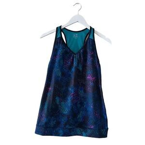 Champion Semi Fitted Active Tank Tap Built in Bra Black Blue M # 1144